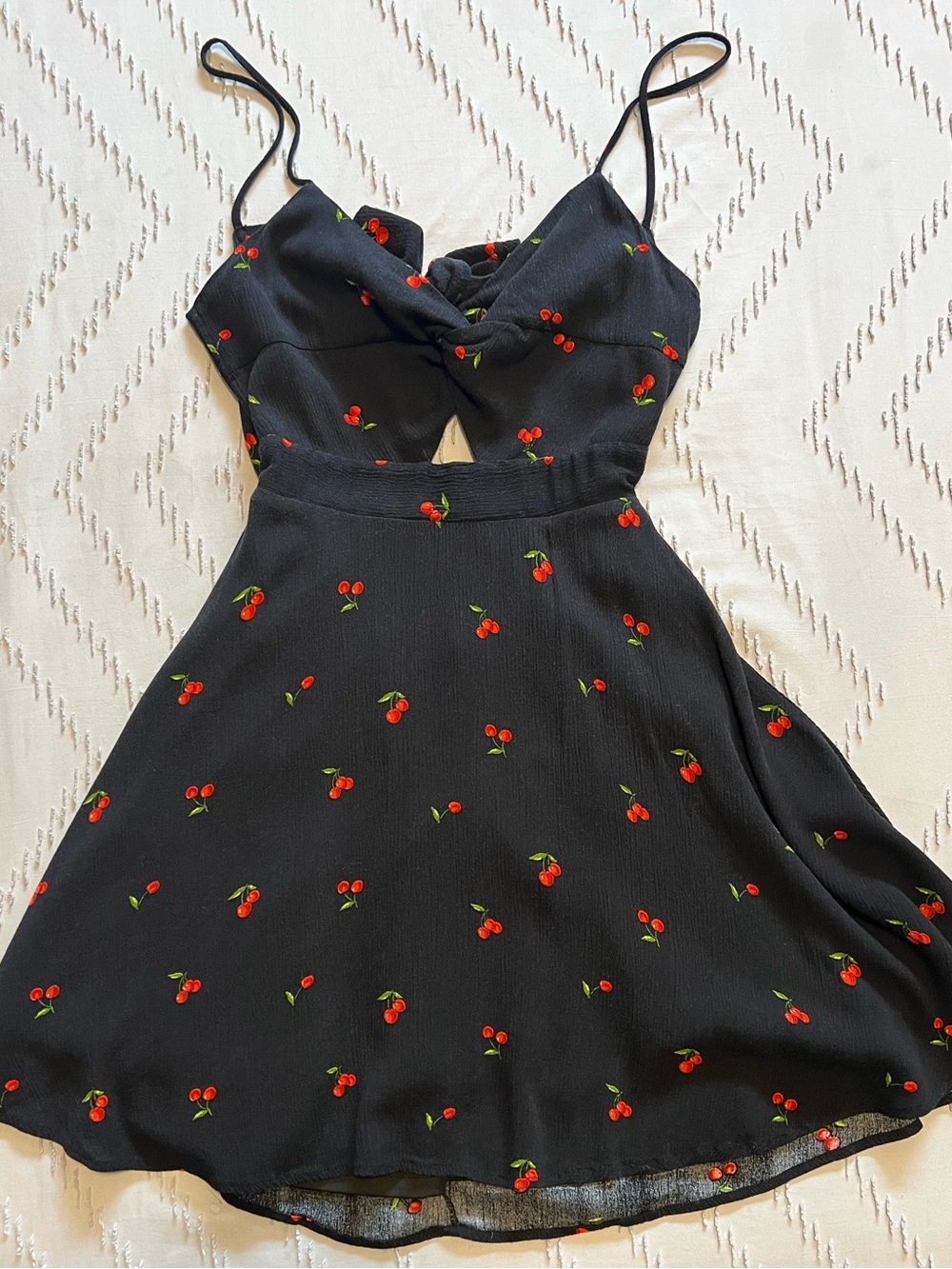 Lovely Day Cherry Print Cutout Skater Dress Y2K